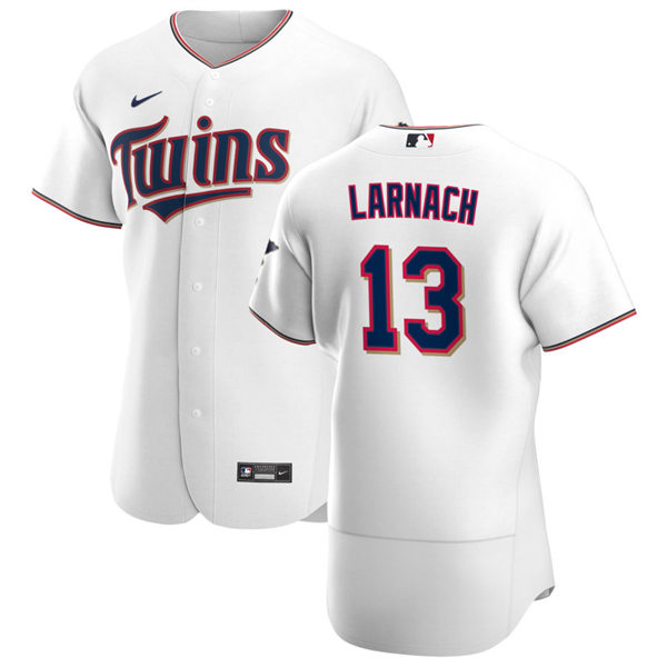 Mens Minnesota Twins #13 Trevor Larnach Nike Home White Flex Base Jersey