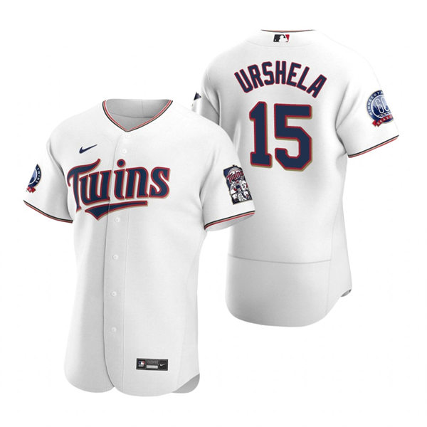 Mens Minnesota Twins #15 Gio Urshela Nike Home White Flex Base Jersey
