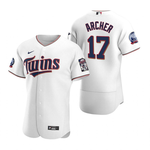 Mens Minnesota Twins #17 Chris Archer Nike Home White Flex Base Jersey