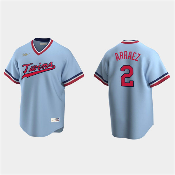 Mens Minnesota Twins #2 Luis Arraez Light Blue Pullover Cooperstown Collection Jersey