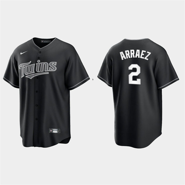 Mens Minnesota Twins #2 Luis Arraez Nike Black White Collection Jersey