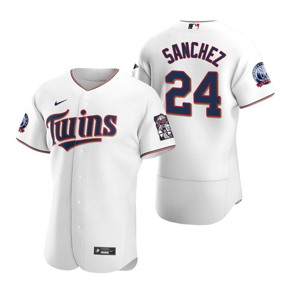 Mens Minnesota Twins #24 Gary Sanchez Nike Home White Flex Base Jersey