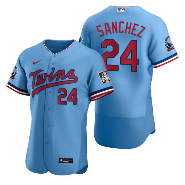 Mens Minnesota Twins #24 Gary Sanchez Nike Powder Blue Alternate Flex Base Jersey