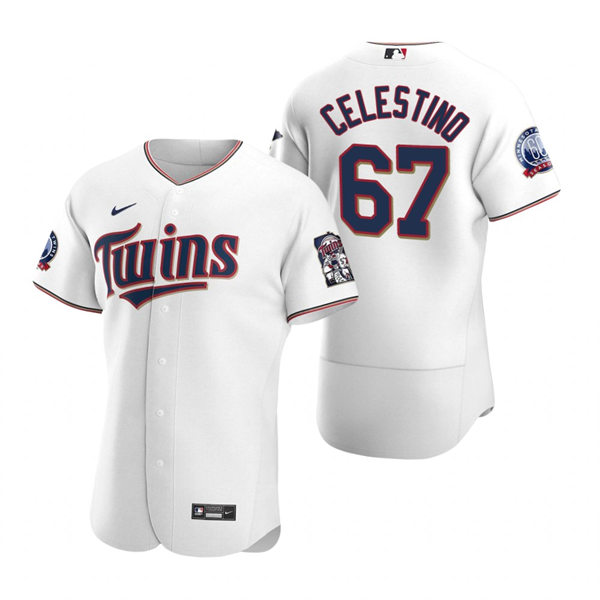 Mens Minnesota Twins #67 Gilberto Celestino Nike Home White Flex Base Jersey