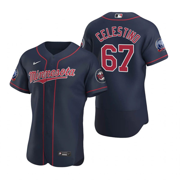 Mens Minnesota Twins #67 Gilberto Celestino Nike Navy Alternate Flex Base Player Jersey