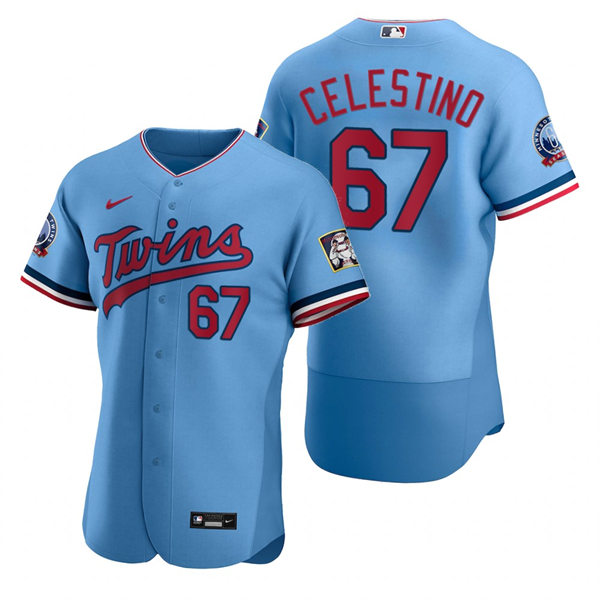 Mens Minnesota Twins #67 Gilberto Celestino Nike Powder Blue Alternate Flex Base Jersey