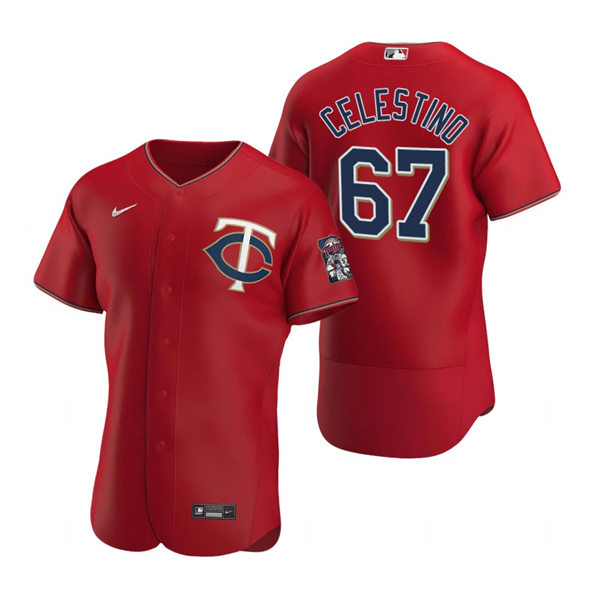 Mens Minnesota Twins #67 Gilberto Celestino Nike Red Alternate Flex Base Jersey