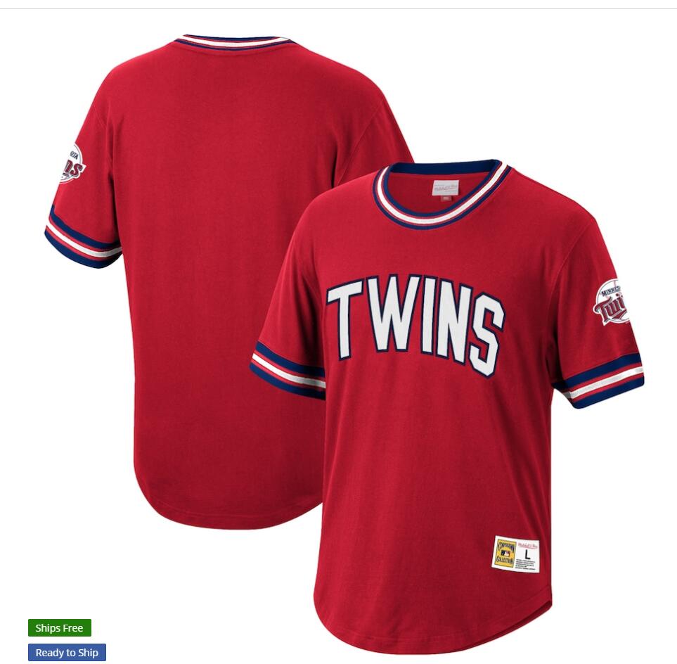 Mens Minnesota Twins CustomMitchell & Ness Red Cooperstown Collection Wild Pitch Jersey