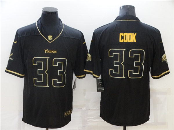 Mens Minnesota Vikings #33 Dalvin Cook Nike Black Golden Edition Vapor Limited Jersey