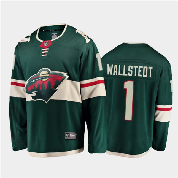 Mens Minnesota Wild #1 Jesper Wallstedt Adidas Home Green Jersey Stitched