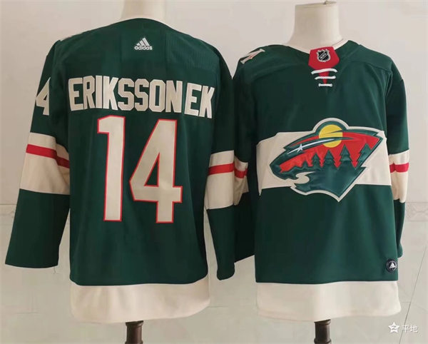 Mens Minnesota Wild #14 Joel Eriksson Ek Adidas Home Green Jersey Stitched