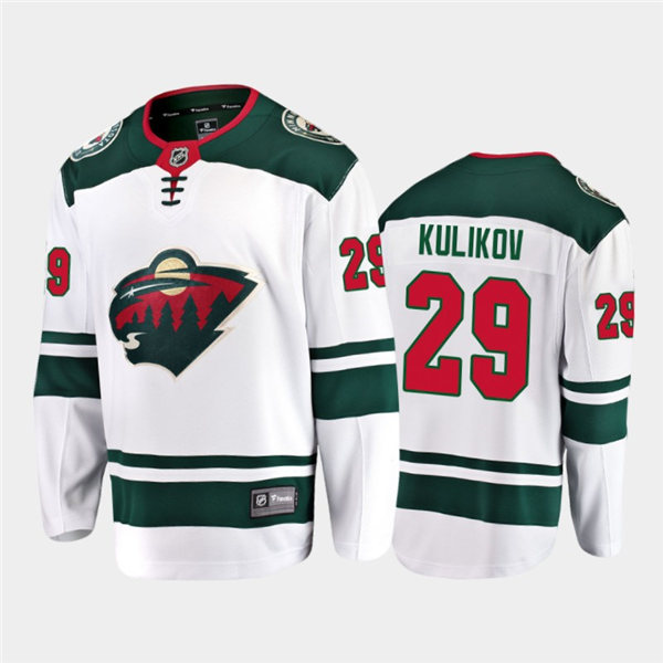Mens Minnesota Wild #29 Dmitry Kulikov Adidas Away White NHL Jersey Stitched