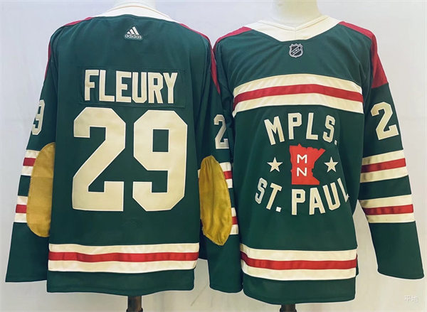 Mens Minnesota Wild #29 Marc-Andre Fleury Adidas Green 2022 Winter Classic State of Hockey Jersey Stitched