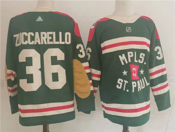 Mens Minnesota Wild #36 Mats Zuccarello Adidas Green 2022 Winter Classic State of Hockey Jersey Stitched