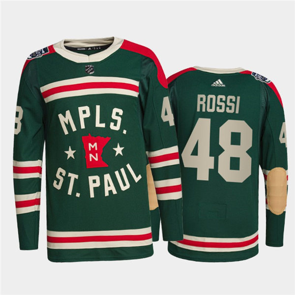 Mens Minnesota Wild #48 Marco Rossi Adidas Green 2022 Winter Classic State of Hockey Jersey Stitched
