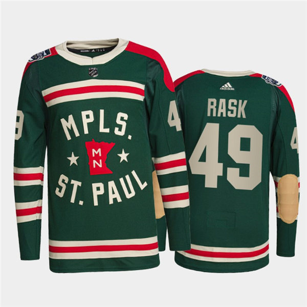 Mens Minnesota Wild #49 Victor Rask Adidas Green 2022 Winter Classic State of Hockey Jersey Stitched