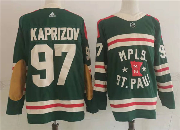 Mens Minnesota Wild #97 Kirill Kaprizov Adidas Green 2022 Winter Classic State of Hockey Jersey Stitched