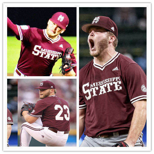 Mens Mississippi State Bulldogs #23 Landon Sims Maroon Adidas Pullover College Baseball Game Jersey