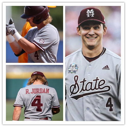 Mens Mississippi State Bulldogs #4 Rowdey Jordan 2021 Grey Adidas Full-button Baseball Game Jersey