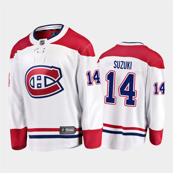 Mens Montreal Canadiens #14 Nick Suzuki adidas White Away Jersey Stitched