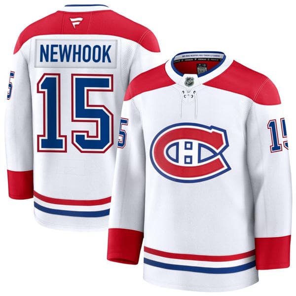 Mens Montreal Canadiens #15 Alex Newhook Fanatics White Away Jersey