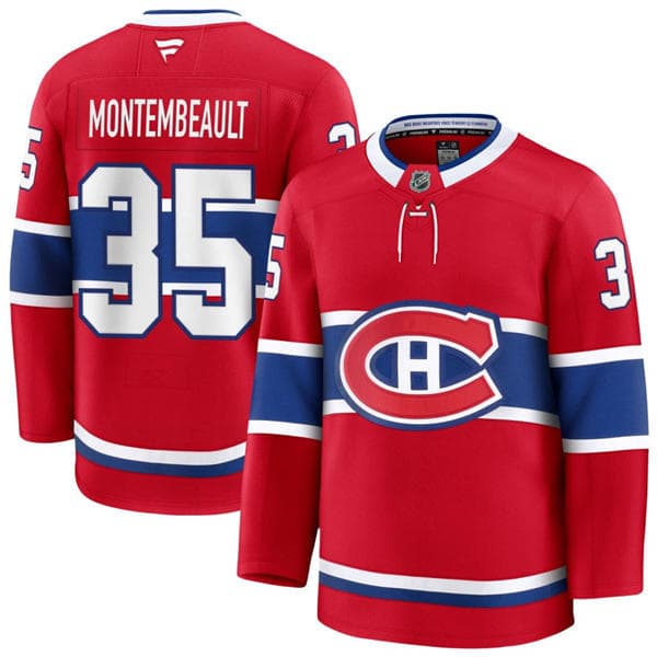 Mens Montreal Canadiens #35 Sam Montembeault Fanatics Home Red Jersey