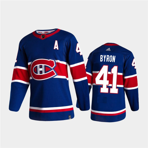 Mens Montreal Canadiens #41 Paul Byron Adidas 2021 Royal Reverse Retro Special Edition Jersey Stitched