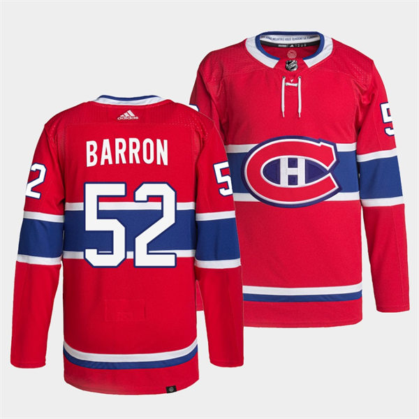 Mens Montreal Canadiens #52 Justin Barron adidas Home Red Jersey Stitched