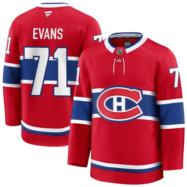 Mens Montreal Canadiens #71 Jake Evans Fanatics Home Red Jersey