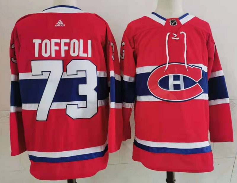 Mens Montreal Canadiens #73 Tyler Toffoli Stitched Adidas Home Red Jersey Stitched