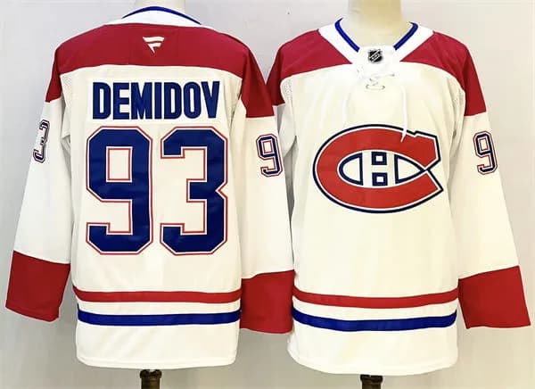 Mens Montreal Canadiens #93 Ivan Demidov Fanatics White Away Jersey