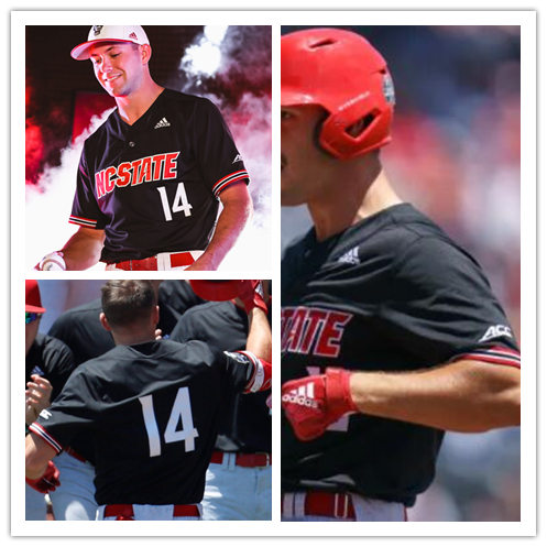 Mens NC State Wolfpack #14 Jonny Butler Adidas 2021 Black College Baseball Game Jersey