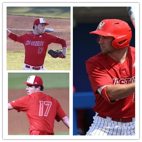 Mens NC State Wolfpack #17 Sam Highfill 2019 Red two-Button Pullover Limited Baseball Jersey