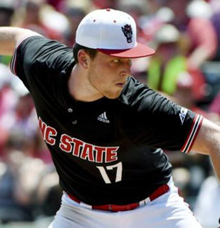 Mens NC State Wolfpack #17 Sam Highfill Adidas 2021 Black College Baseball Game Jersey