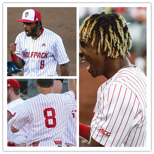 Mens NC State Wolfpack #8 Jose Torres Adidas 2021 White Pinstripe College Baseball Game Jersey