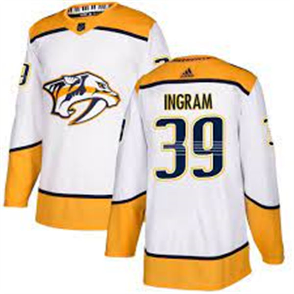 Mens Nashville Predators #39 Connor Ingram Adidas White Away Premier Player Jersey Stitched