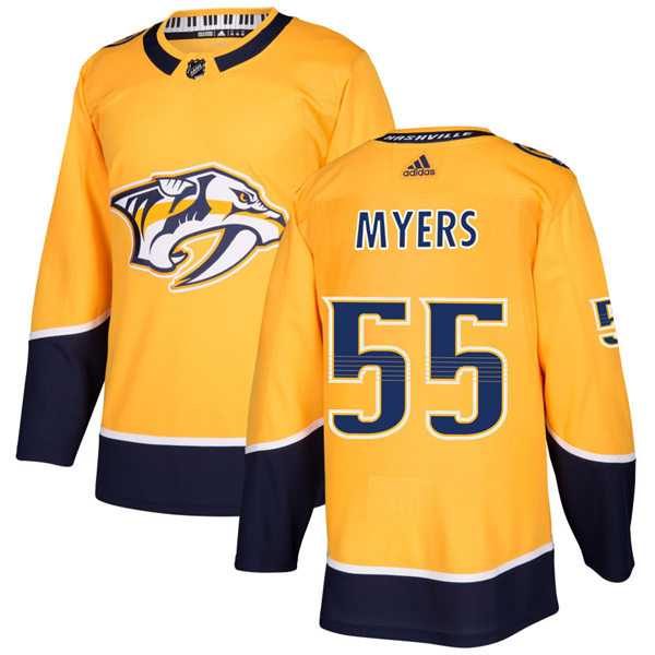 Mens Nashville Predators #55 Philippe Myers Adidas Home Gold Jersey Stitched