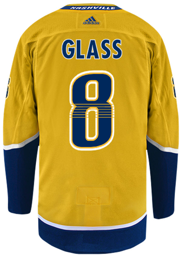 Mens Nashville Predators #8 Cody Glass Adidas Home Gold Jersey Stitched
