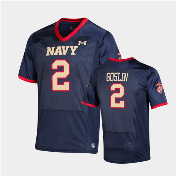 Mens Navy Midshipmen #2 Tyger Goslin Under Armour Navy USMC Special Game Football Jersey