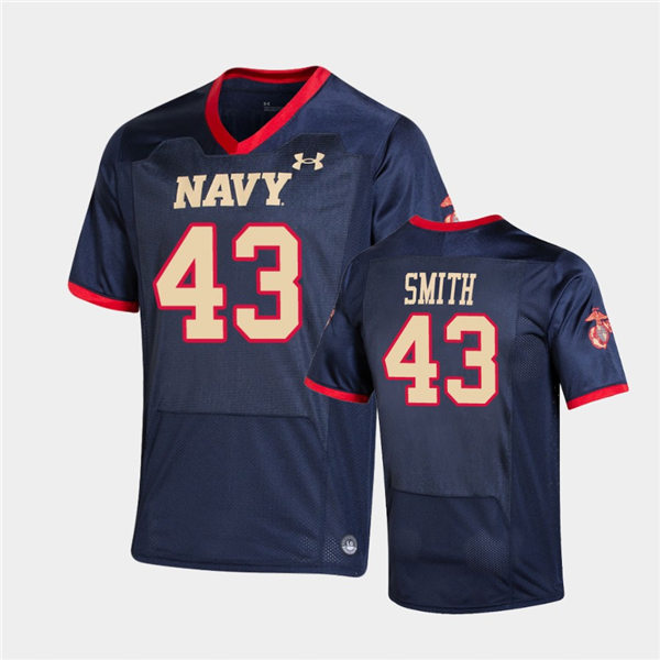 Mens Navy Midshipmen #43 Nelson Smith Under Armour Navy USMC Special Game Football Jersey