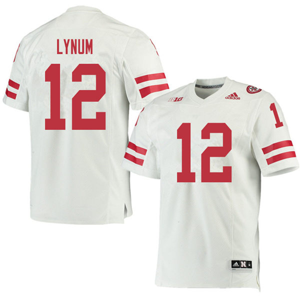 Mens Nebraska Cornhuskers #12 Tamon Lynum adidas Awasy White College Football Game Jersey