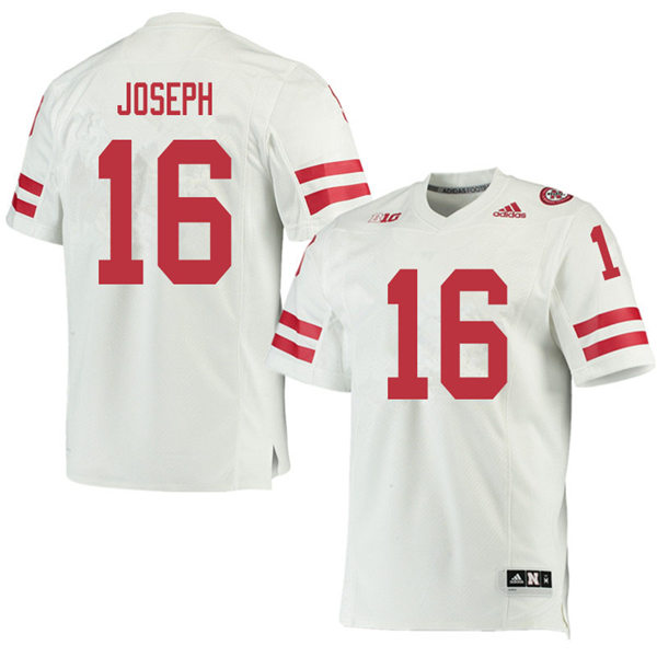 Mens Nebraska Cornhuskers #16 Nadab Joseph adidas Awasy White College Football Game Jersey