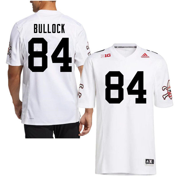 Mens Nebraska Cornhuskers #84 Alex Bullock adidas White Strategy Blackshirts Football Jersey