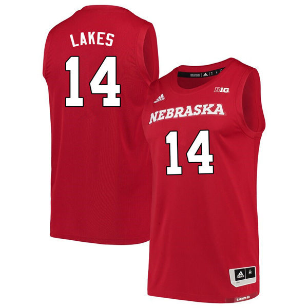 Mens Nebraska Huskers #14 Trevor Lakes 2020 Scarlet Adidas College Basketball Swingman Jersey