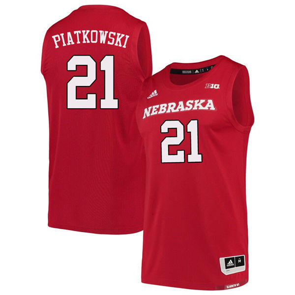 Mens Nebraska Huskers #21 Jace Piatkowski 2020 Scarlet Adidas College Basketball Game Jersey