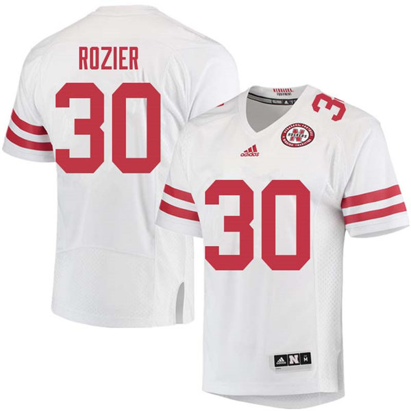 Mens Nebraska Huskers #30 MIKE ROZIER adidas Awasy White College Football Game Jersey