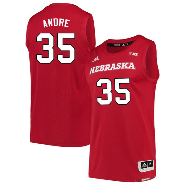 Mens Nebraska Huskers #35 Eduardo Andre 2020 Scarlet Adidas College Basketball Swingman Jersey