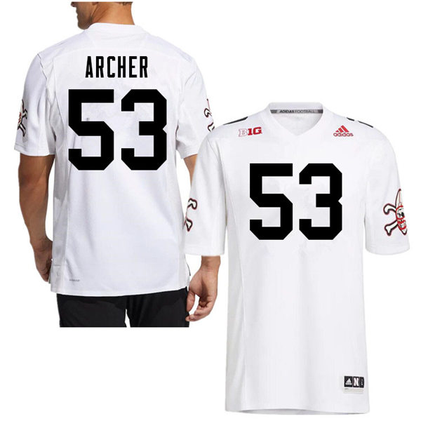 Mens Nebraska Huskers #53 Jake Archer adidas White Strategy Blackshirts Football Jersey