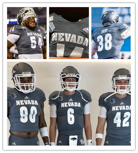 Mens Nevada Wolf Pack Custom Carson Strong Jermaine Ledbetter Elijah Cooks Lawson Hall Adidas Pewter Football Jersey