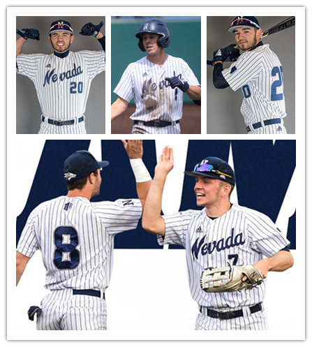 Mens Nevada Wolf Pack Custom Josh Zamora Matt Clayton Jacob Stinson TJ Friedl Dillan Shrum Adidas White Pinstripe Baseball 